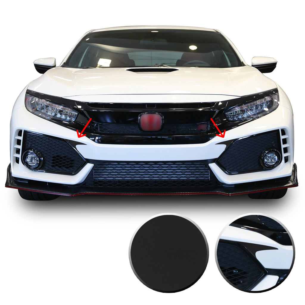 Front Bumper Fangs Accent Vinyl Decal Overlay Wrap Compatible with Honda Civic Sedan Coupe SI Hatchback Type R 2016-2020