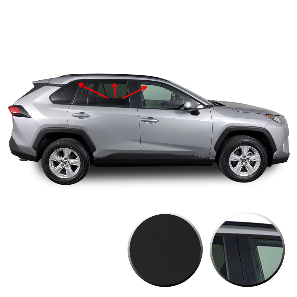 Window Trim Chrome Delete Blackout Vinyl Overlay Kit Compatible with & Fits Toyota RAV4 2019 2020