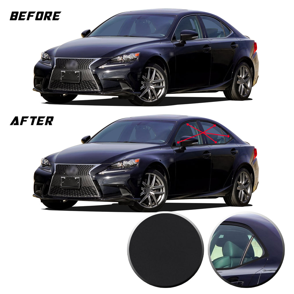 Window Trim Chrome Delete Blackout Precut Vinyl Wrap Overlay Kit Compatible with and Fits Lexus IS350 IS200t 2014-2020