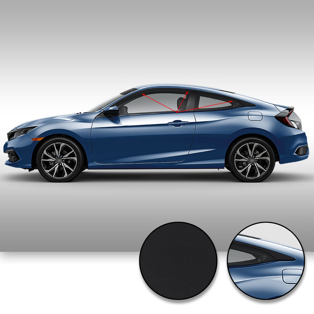 Window Trim Chrome Delete Vinyl Kit Compatible with and Fits Civic Coupe 2016-2019 - Black