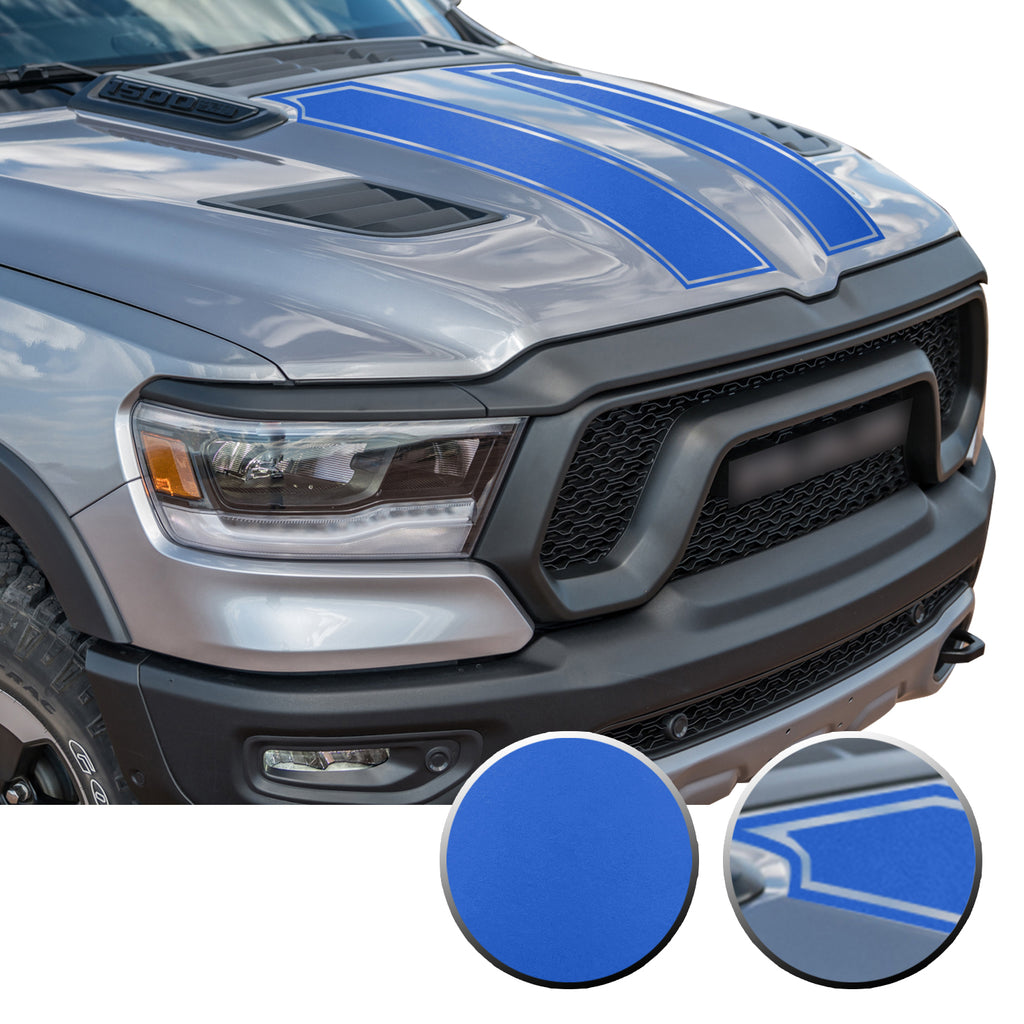 Outlined Hood Scoop Decal Accent Overlay Precut Trim Compatible with and Fits Ram 1500 Rebel Crew Cab Quad Cab 2020