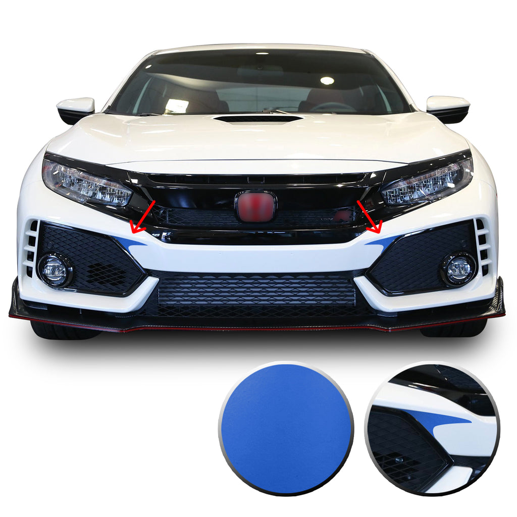 Front Bumper Fangs Accent Vinyl Decal Overlay Wrap Compatible with Honda Civic Sedan Coupe SI Hatchback Type R 2016-2020