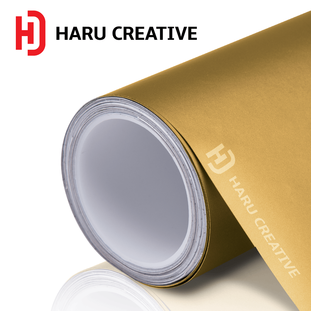 Gold Matte Vinyl Wrap - Adhesive Decal Film Sheet Roll - Haru Creative Matte
