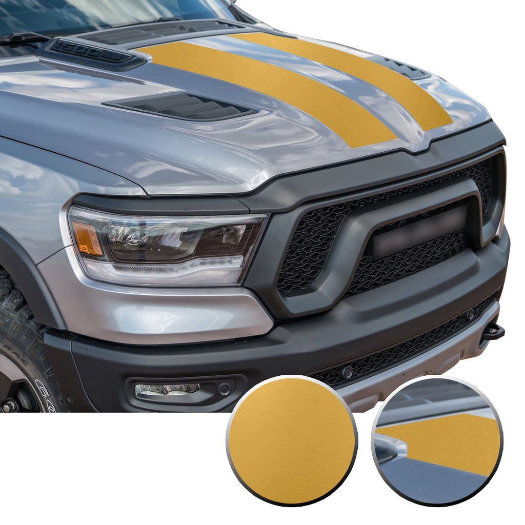 Solid Hood Scoop Decal Accent Overlay Precut Trim Compatible with and Fits Ram 1500 Rebel Crew Cab Quad Cab 2020