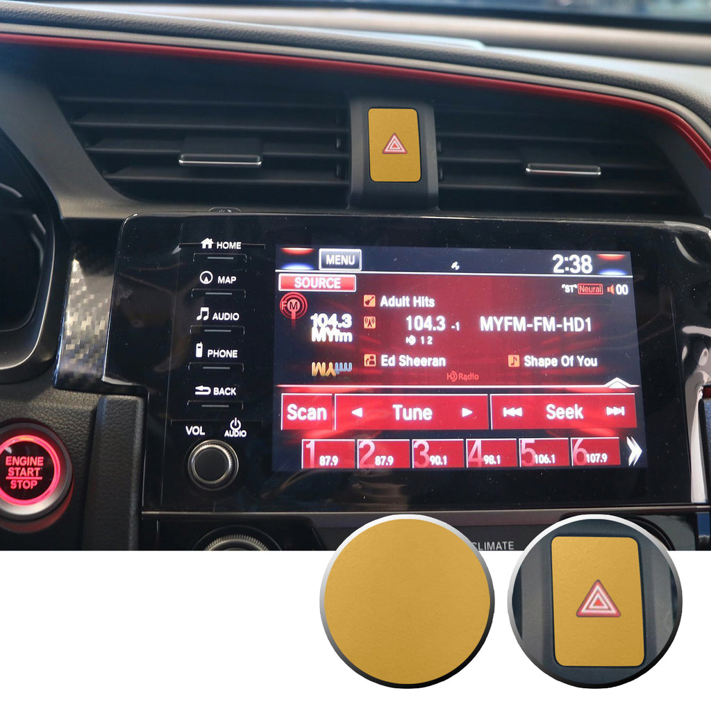 Hazard Warning Lights Button Switch Vinyl Decal Sticker Trim Overlay Compatible with Honda Civic 2016-2020