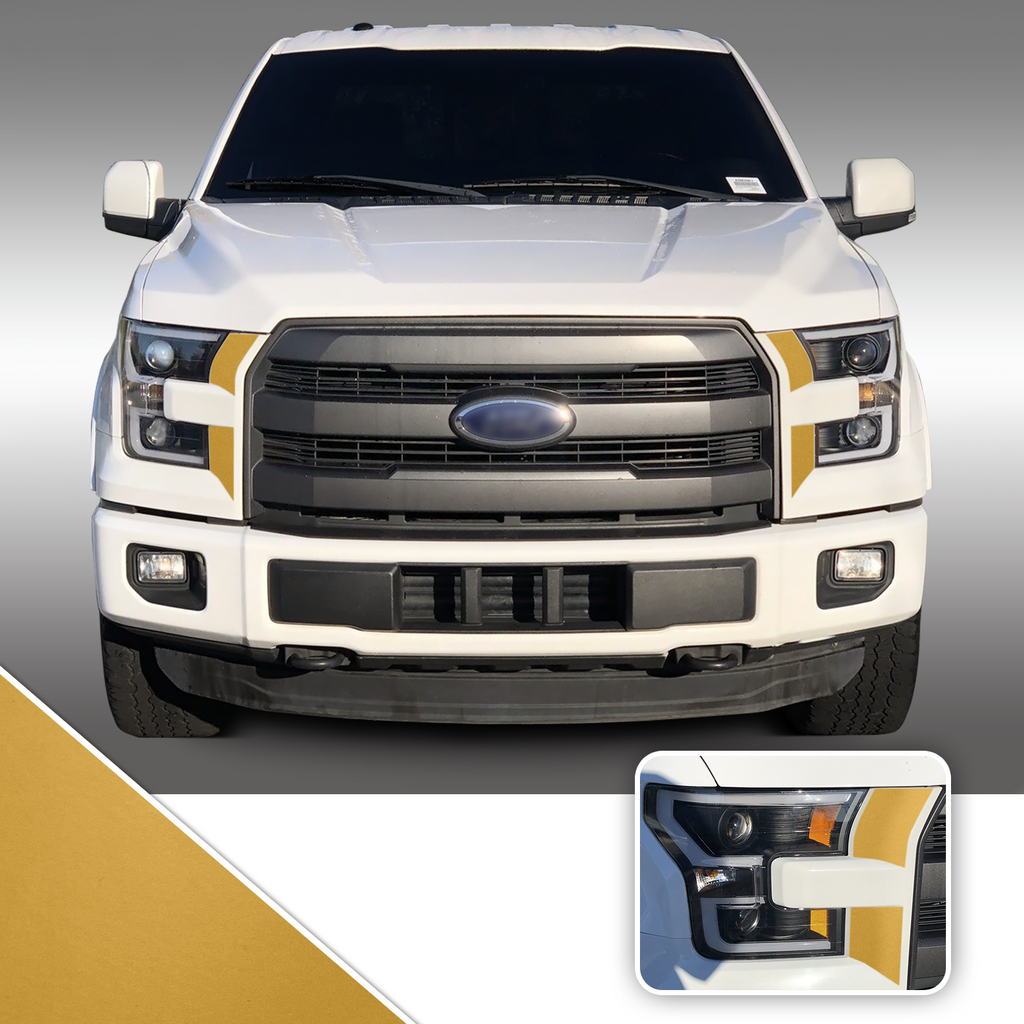 Headlight Front Accents Vinyl Decal Overlay Wrap Trim Compatible with and Fits F-150 2015-2017