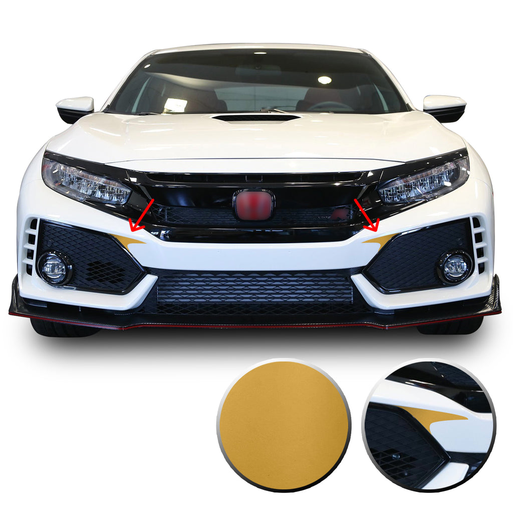 Front Bumper Fangs Accent Vinyl Decal Overlay Wrap Compatible with Honda Civic Sedan Coupe SI Hatchback Type R 2016-2020