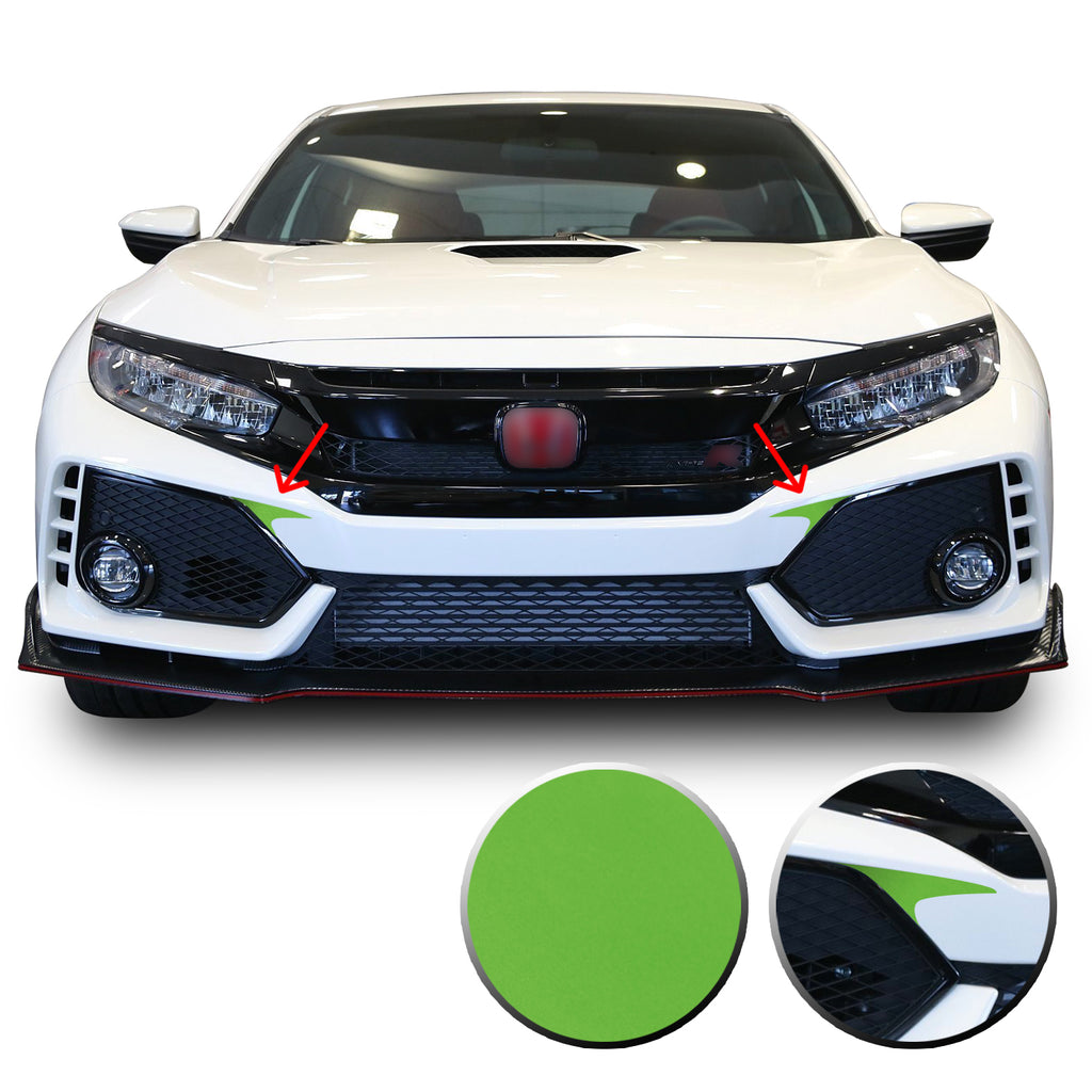 Front Bumper Fangs Accent Vinyl Decal Overlay Wrap Compatible with Honda Civic Sedan Coupe SI Hatchback Type R 2016-2020