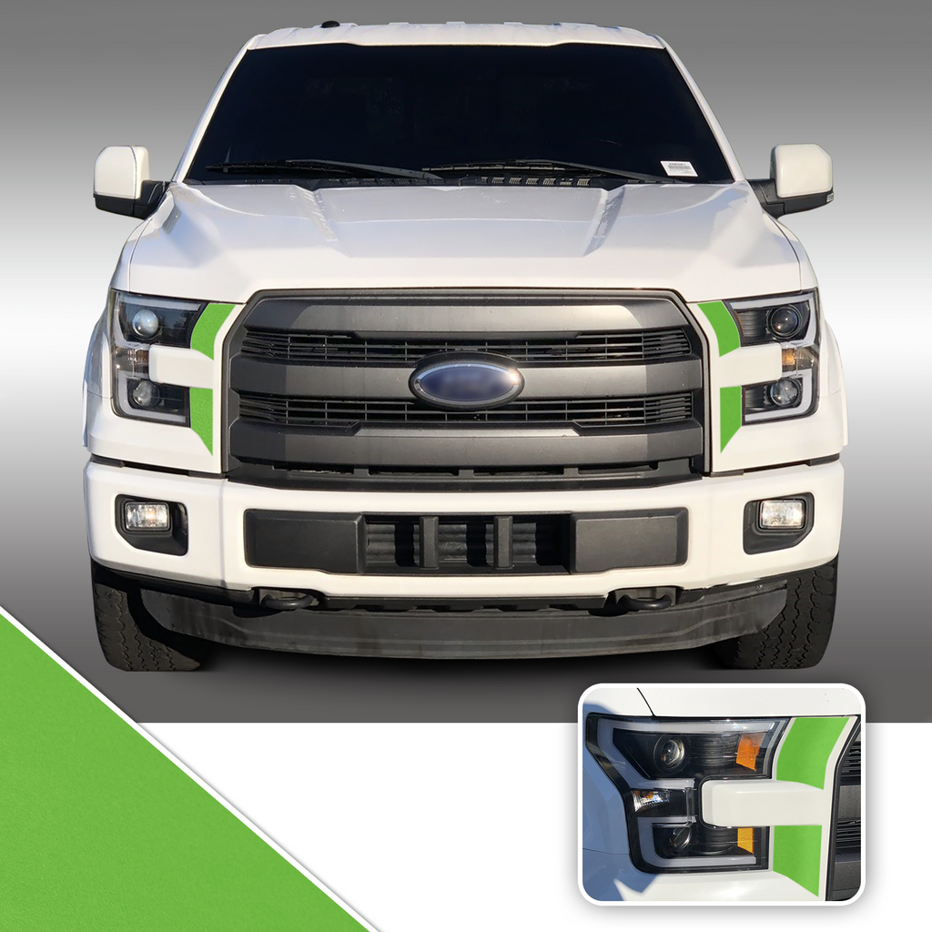 Headlight Front Accents Vinyl Decal Overlay Wrap Trim Compatible with and Fits F-150 2015-2017