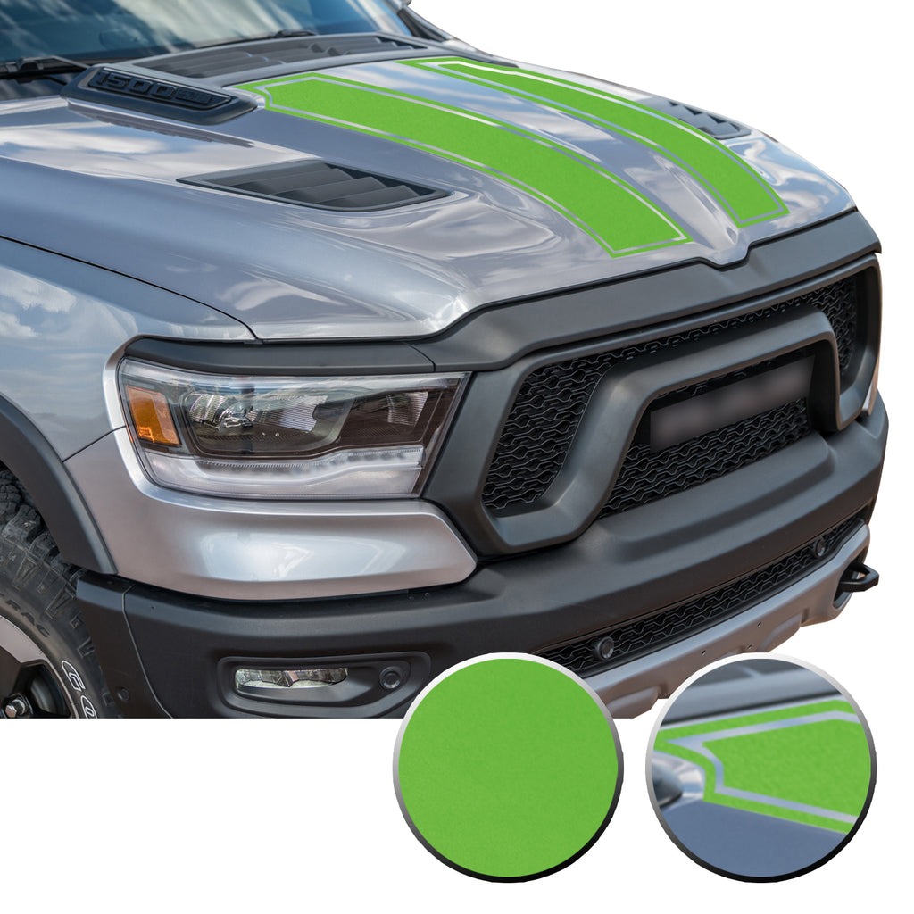 Outlined Hood Scoop Decal Accent Overlay Precut Trim Compatible with and Fits Ram 1500 Rebel Crew Cab Quad Cab 2020