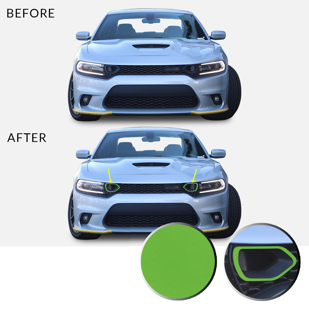 Front Bumper Upper Grille Bezel Overlay Wrap Vinyl Decal Compatible with and Fits Charger Scat Pack 2019