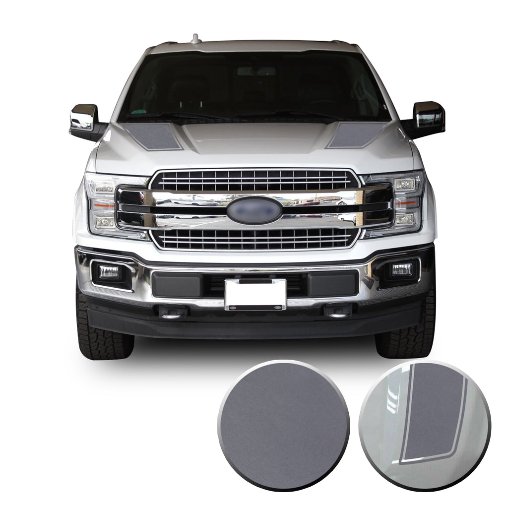 Front Outlined Hood Stripes Vinyl Graphic Decal Overlay Wrap Compatible with and Fits F-150 2015-2020