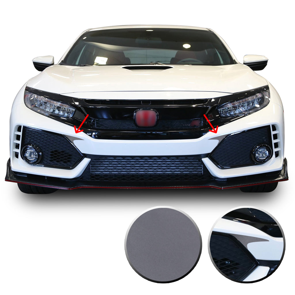 Front Bumper Fangs Accent Vinyl Decal Overlay Wrap Compatible with Honda Civic Sedan Coupe SI Hatchback Type R 2016-2020