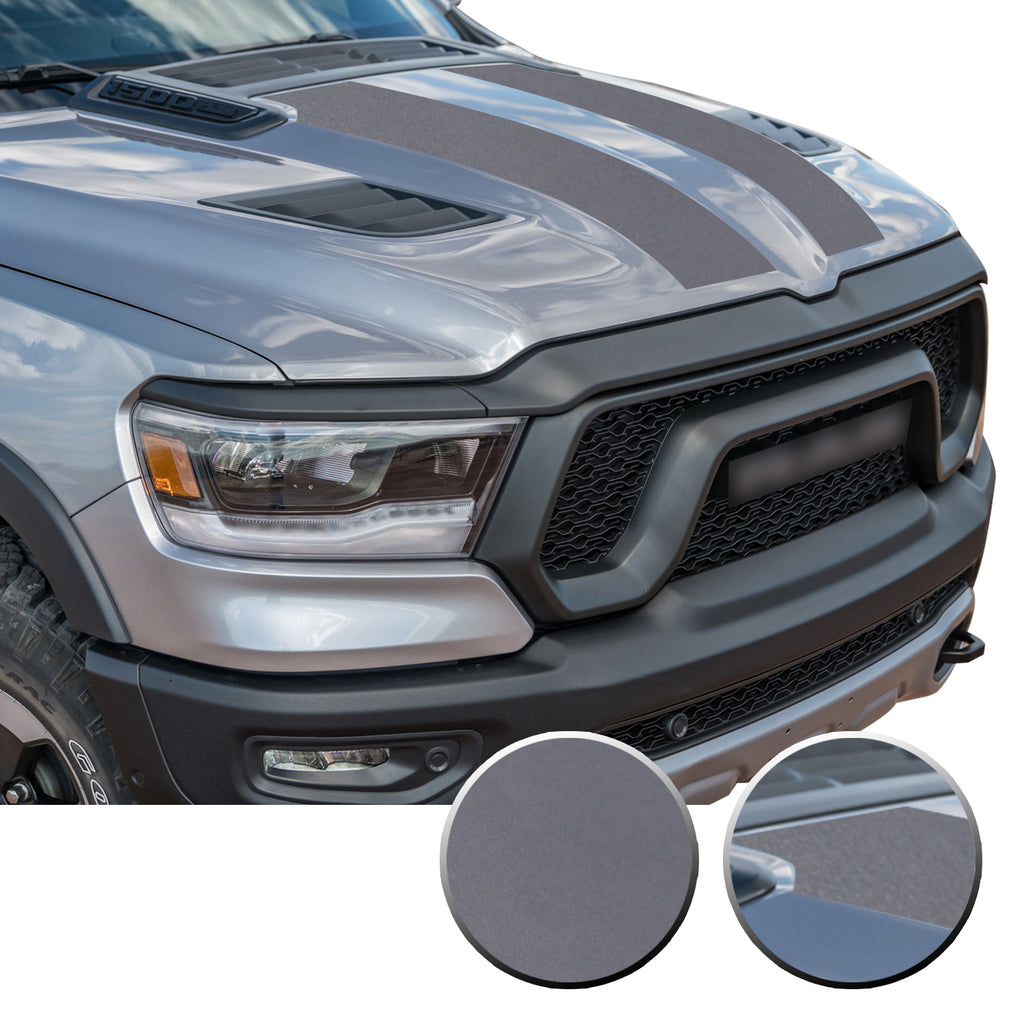 Solid Hood Scoop Decal Accent Overlay Precut Trim Compatible with and Fits Ram 1500 Rebel Crew Cab Quad Cab 2020