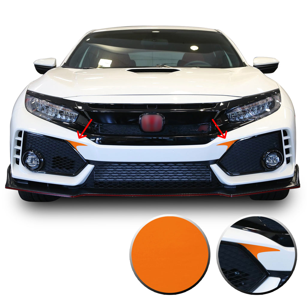 Front Bumper Fangs Accent Vinyl Decal Overlay Wrap Compatible with Honda Civic Sedan Coupe SI Hatchback Type R 2016-2020