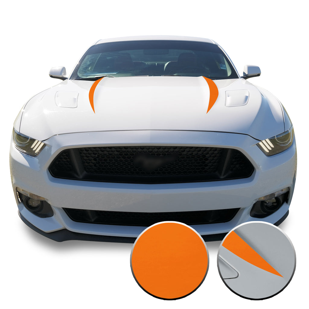 Hood Spears Stripes Vinyl Decal Overlay Wrap Trim Compatible with and Fits Mustang 2015-2017