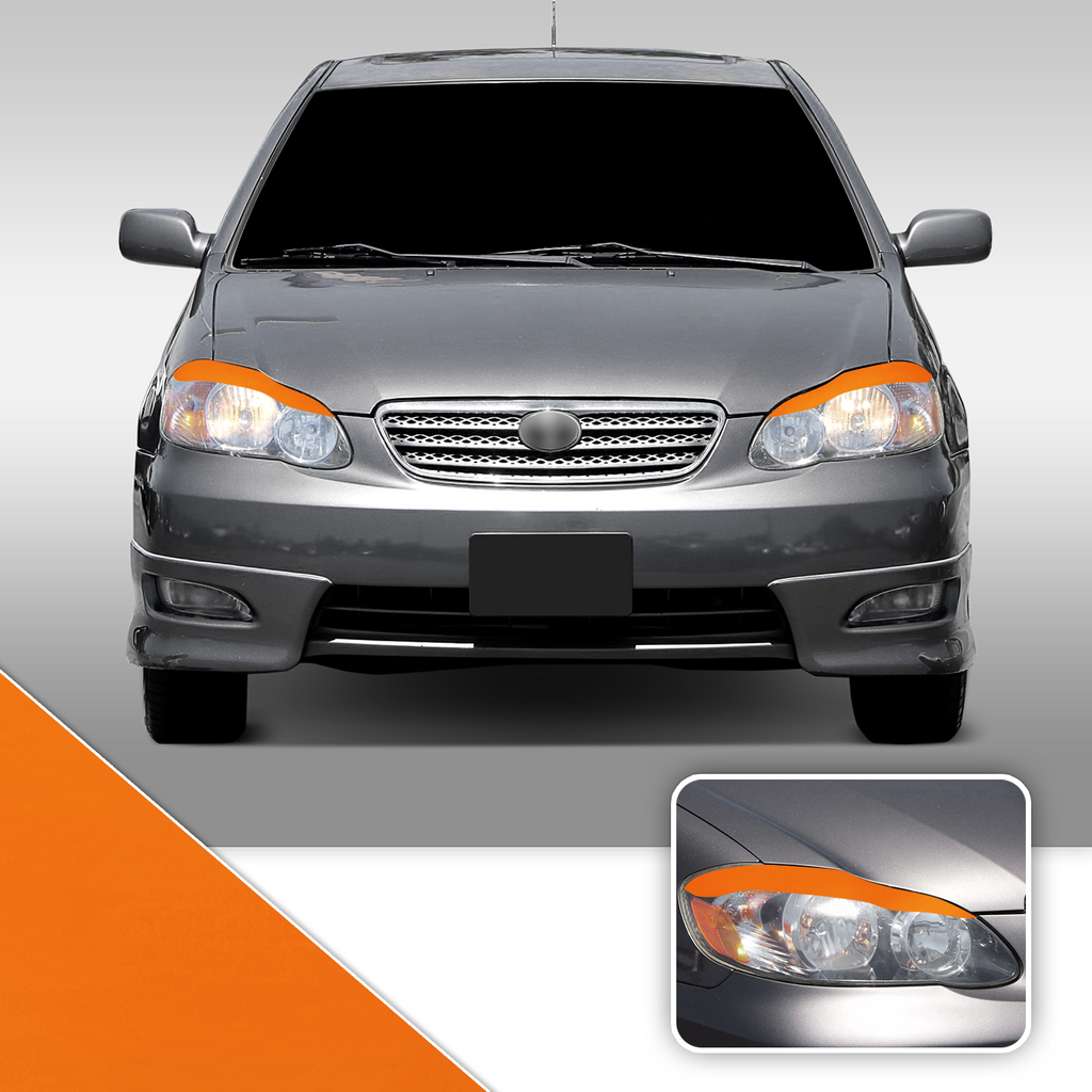 Headlight Eyelid Eyebrow Overlay Accent Pre Cut Vinyl Decal Wrap Compatible with Toyota Corolla 2003-2008