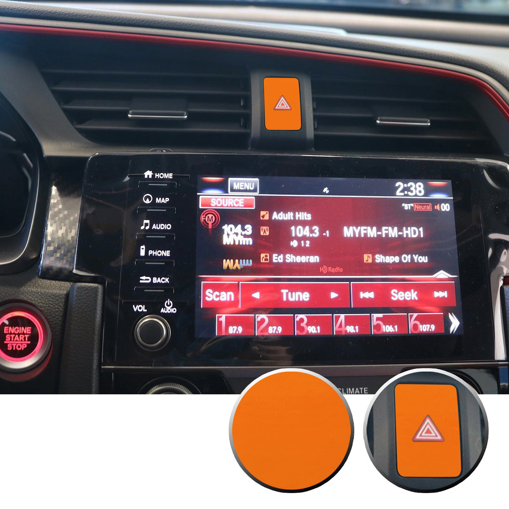 Hazard Warning Lights Button Switch Vinyl Decal Sticker Trim Overlay Compatible with Honda Civic 2016-2020