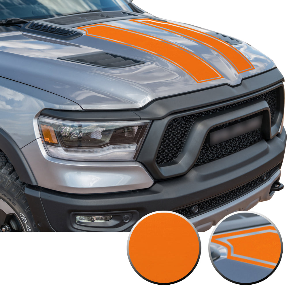 Outlined Hood Scoop Decal Accent Overlay Precut Trim Compatible with and Fits Ram 1500 Rebel Crew Cab Quad Cab 2020