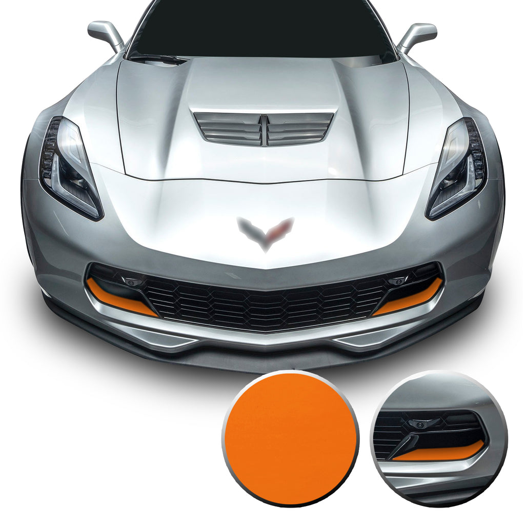 Front Grille Brake Scoop Accent Vinyl Decal Overlay Wrap Compatible with Corvette C7 Z06 Grand Sport 2014-2019