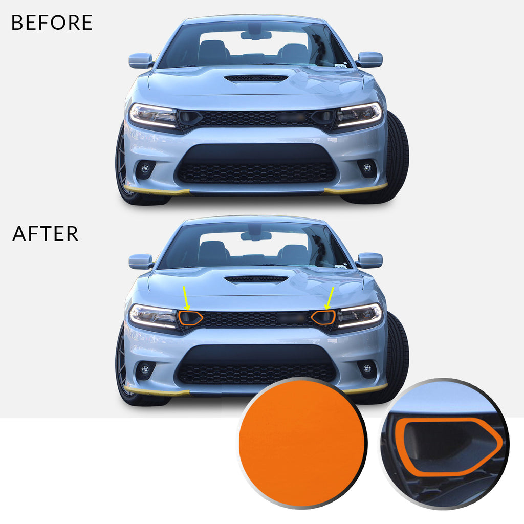 Front Bumper Upper Grille Bezel Overlay Wrap Vinyl Decal Compatible with and Fits Charger Scat Pack 2019