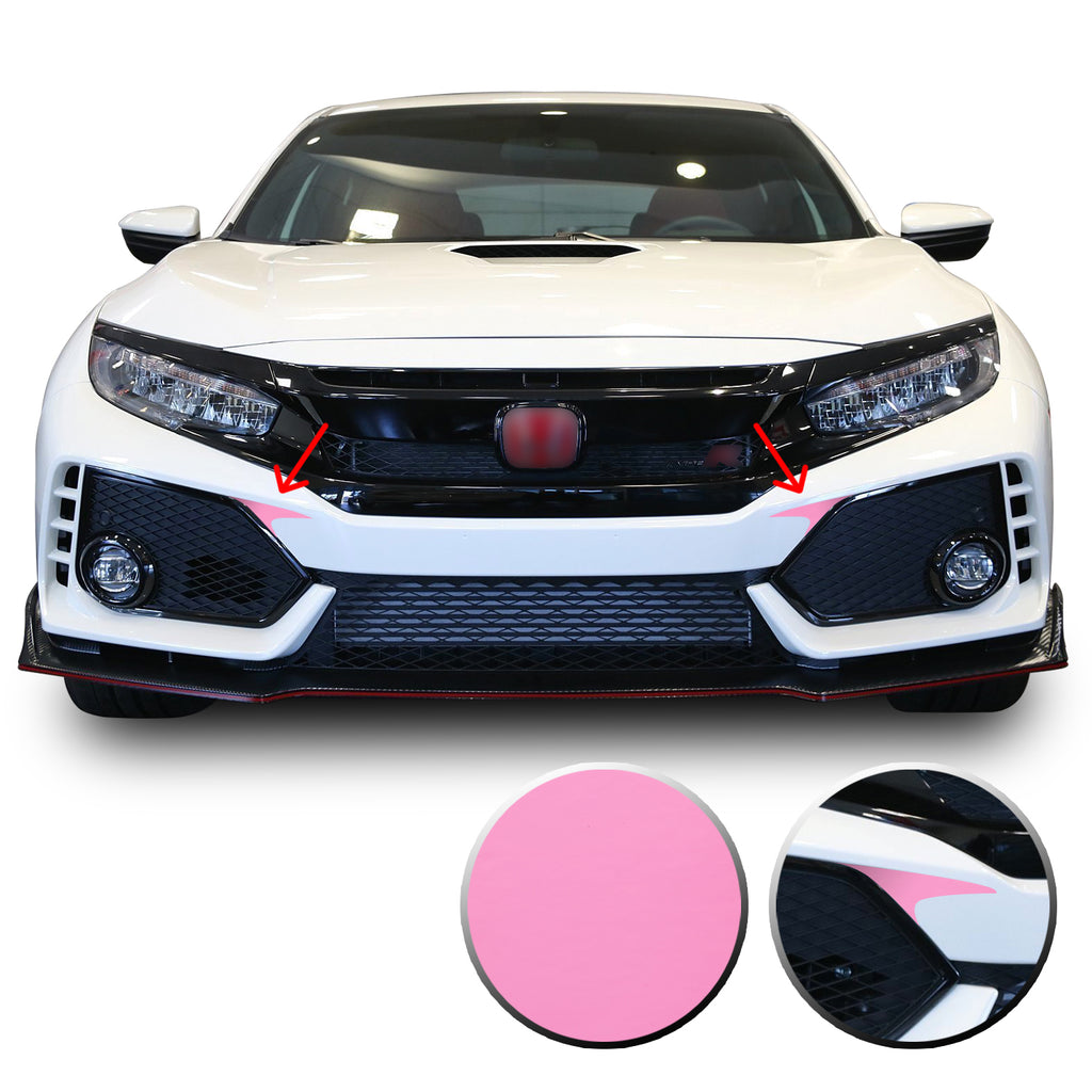 Front Bumper Fangs Accent Vinyl Decal Overlay Wrap Compatible with Honda Civic Sedan Coupe SI Hatchback Type R 2016-2020