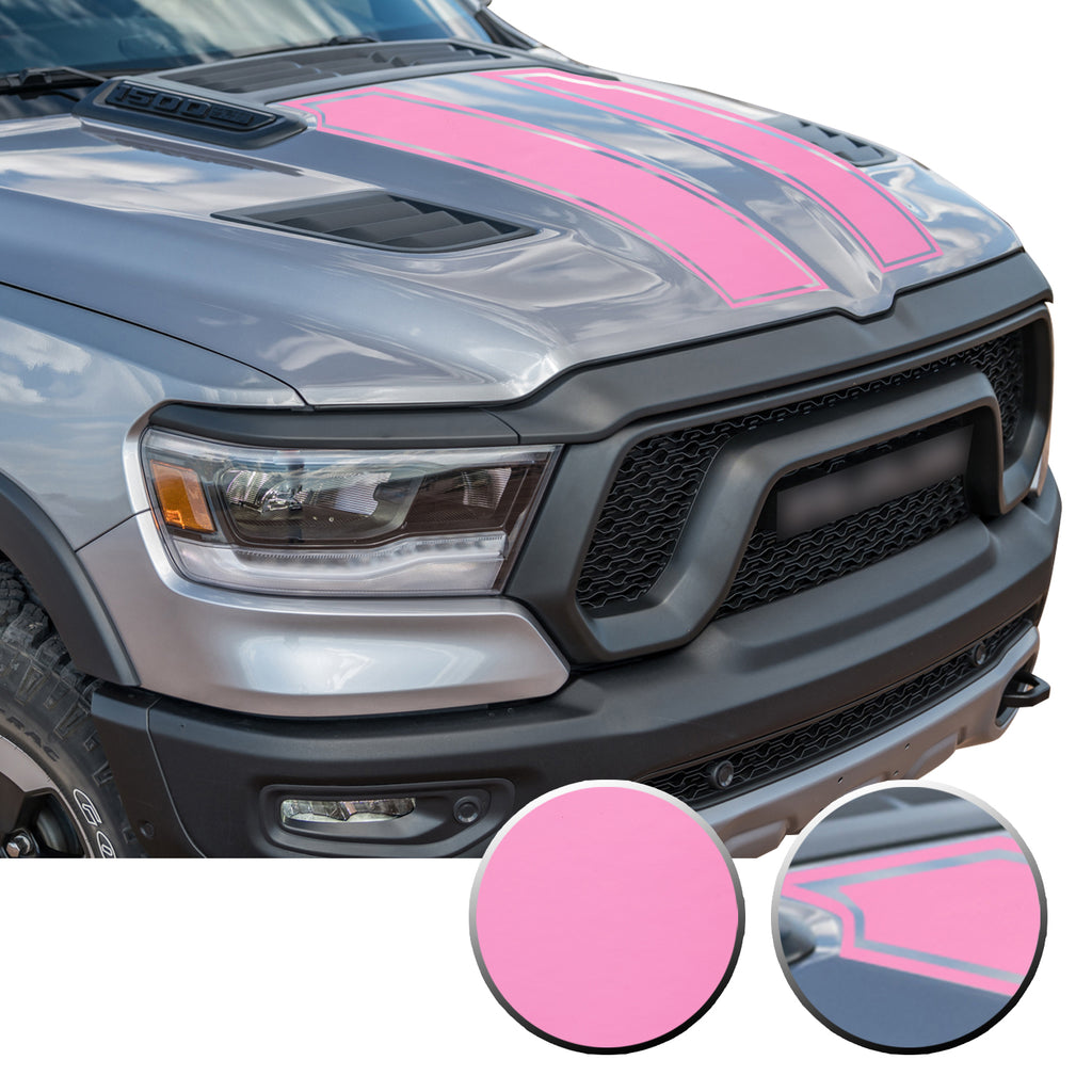 Outlined Hood Scoop Decal Accent Overlay Precut Trim Compatible with and Fits Ram 1500 Rebel Crew Cab Quad Cab 2020