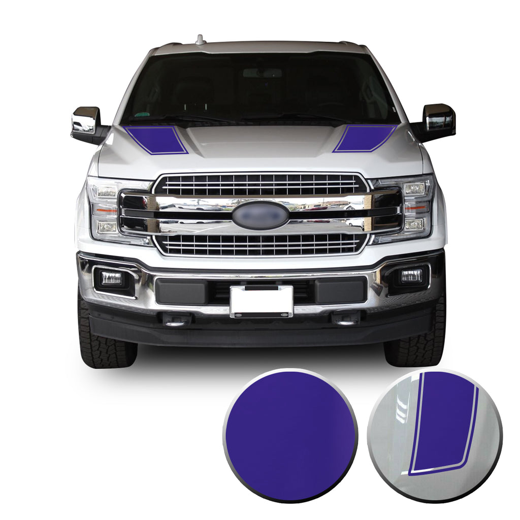 Front Outlined Hood Stripes Vinyl Graphic Decal Overlay Wrap Compatible with and Fits F-150 2015-2020