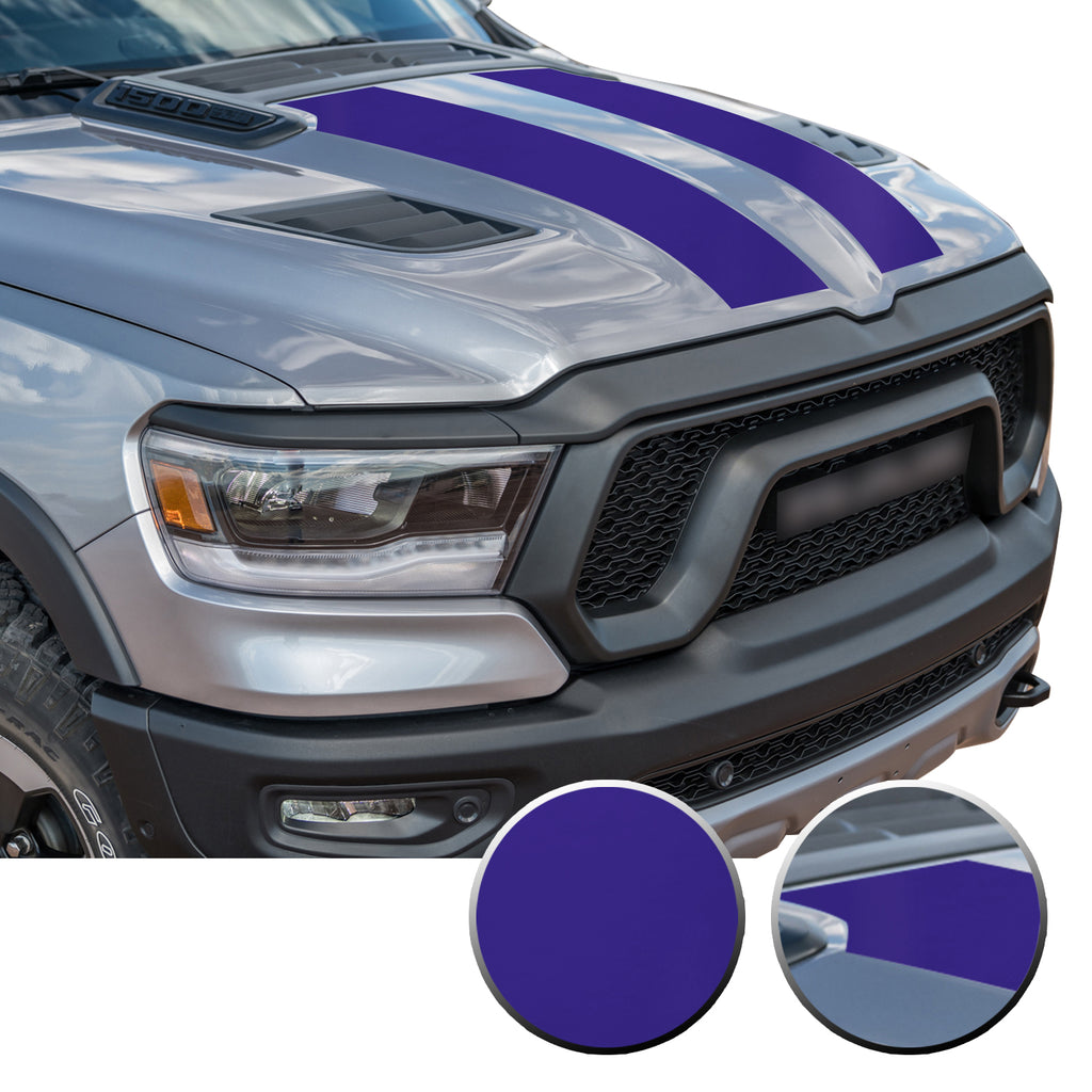 Solid Hood Scoop Decal Accent Overlay Precut Trim Compatible with and Fits Ram 1500 Rebel Crew Cab Quad Cab 2020
