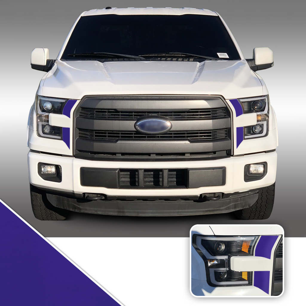 Headlight Front Accents Vinyl Decal Overlay Wrap Trim Compatible with and Fits F-150 2015-2017