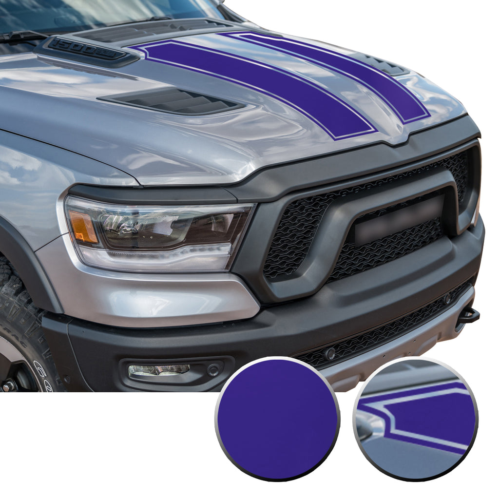 Outlined Hood Scoop Decal Accent Overlay Precut Trim Compatible with and Fits Ram 1500 Rebel Crew Cab Quad Cab 2020