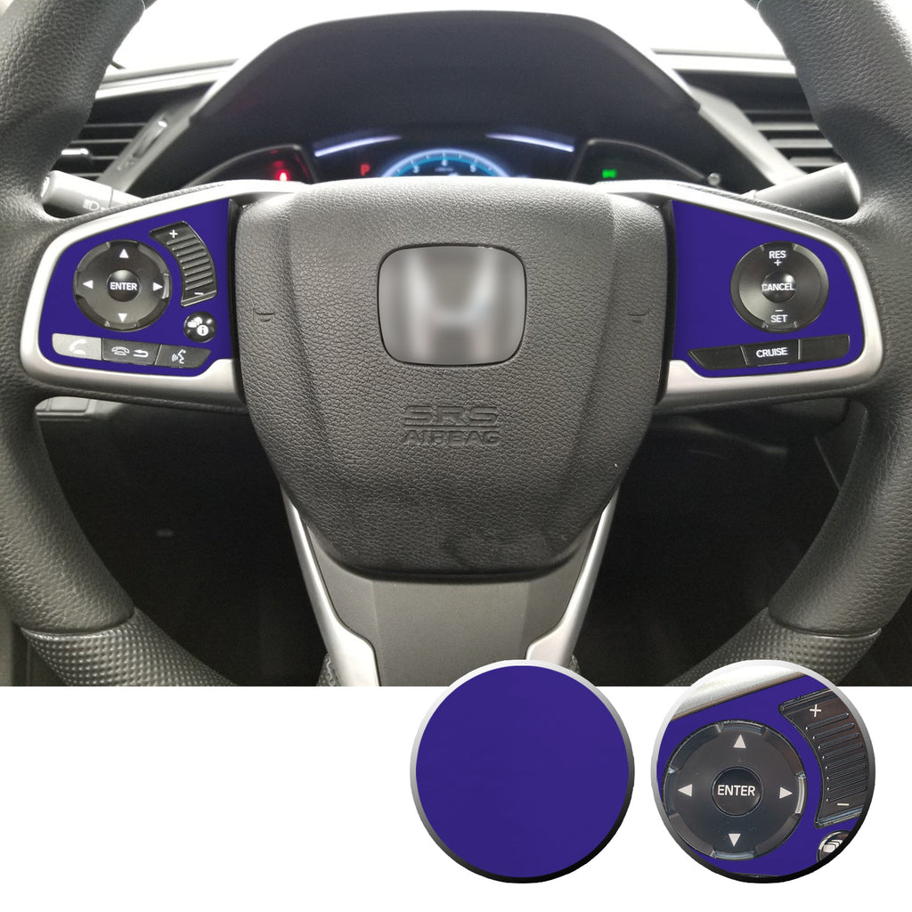 Steering Wheel Side Control Panel Trim Vinyl Decal Overlay Accent Compatible with Honda Civic 2016-2020