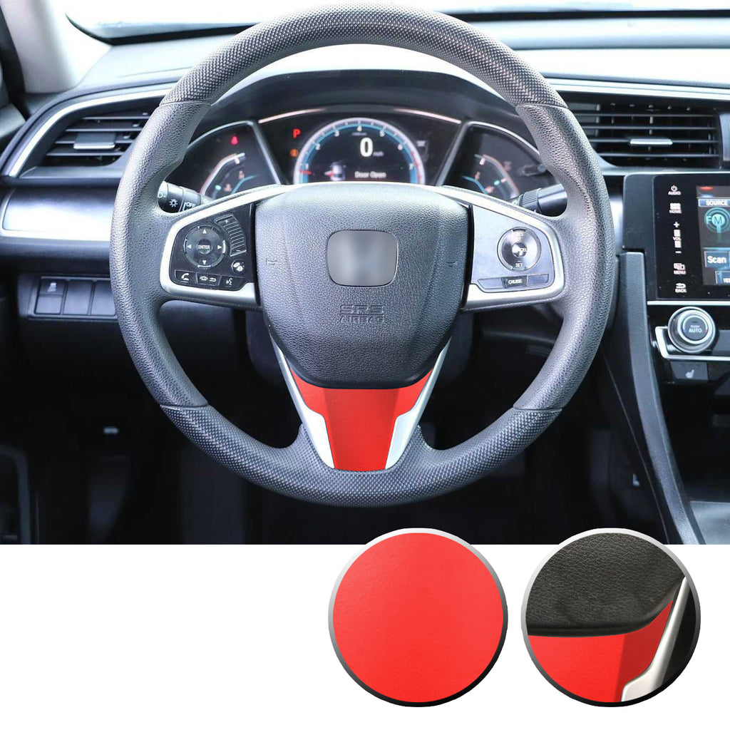 Steering Wheel Bottom Section Trim Vinyl Decal Overlay Accent Compatible with Honda Civic 2016-2020
