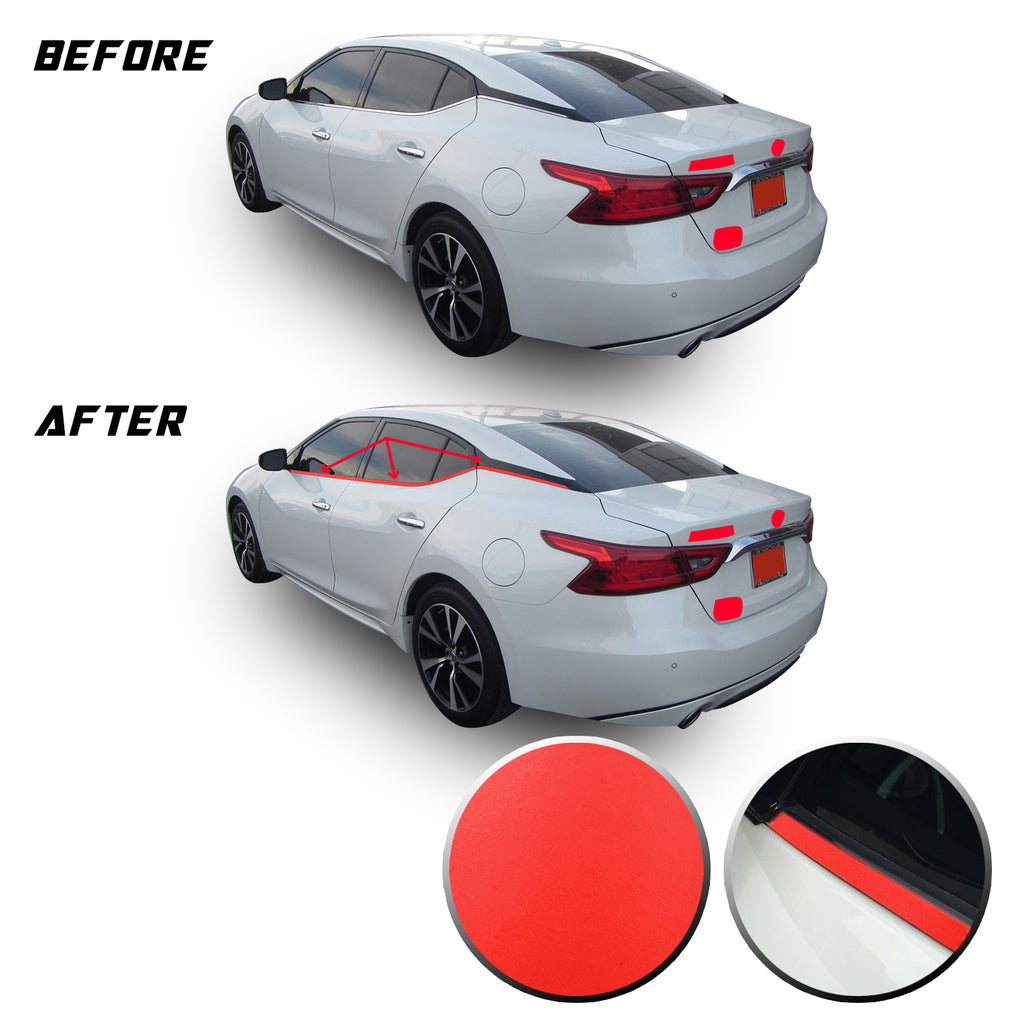 Chrome Delete Vinyl Blackout Kit Overlays for 2016-20 Nissan Maxima Window Trim