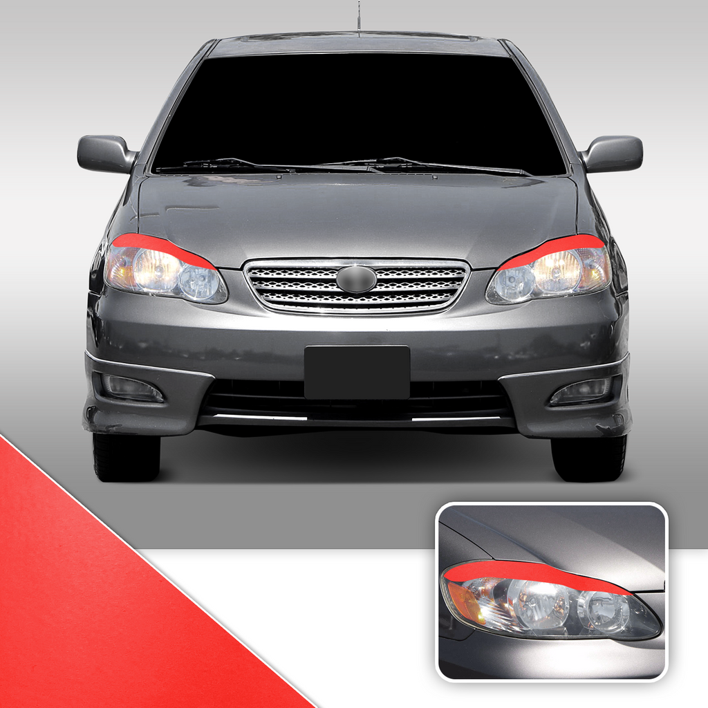 Headlight Eyelid Eyebrow Overlay Accent Pre Cut Vinyl Decal Wrap Compatible with Toyota Corolla 2003-2008