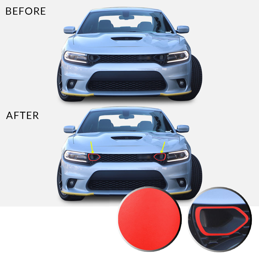 Front Bumper Upper Grille Bezel Overlay Wrap Vinyl Decal Compatible with and Fits Charger Scat Pack 2019