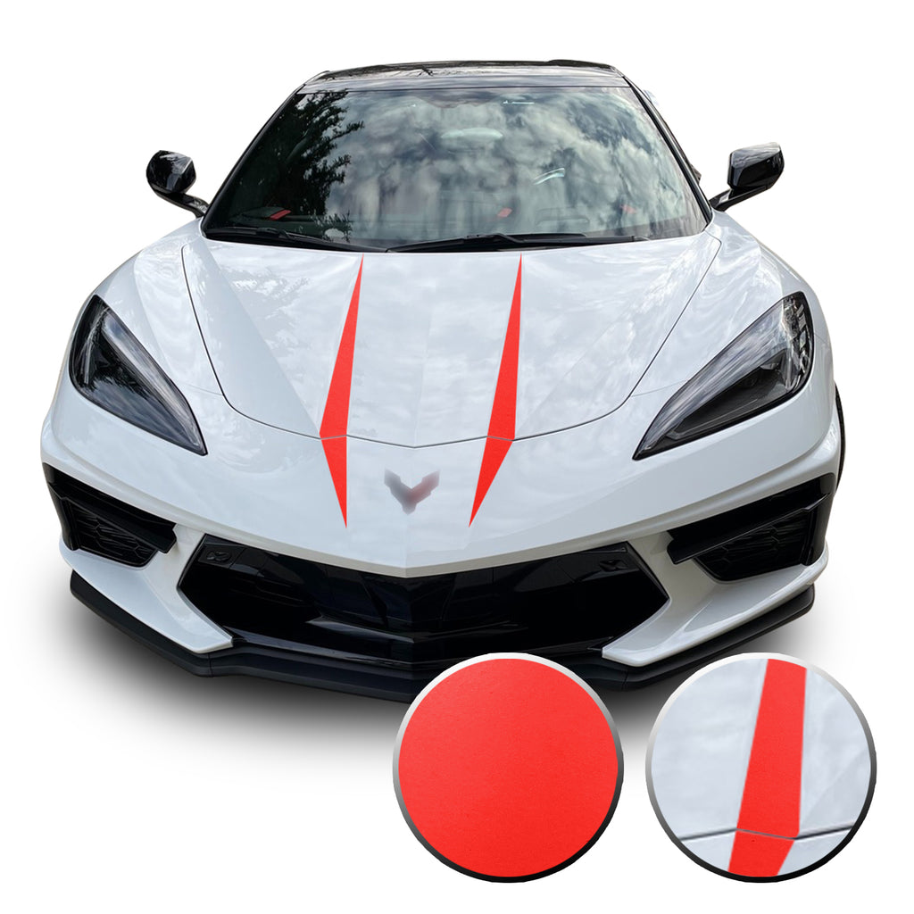Hood Spears Graphic Overlay Vinyl Decal Compatible with Chevrolet Corvette C8 2020-2021