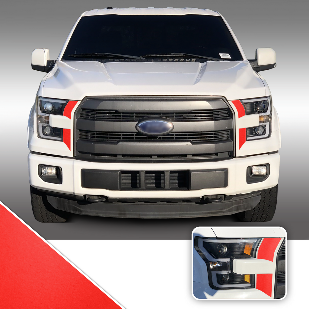Headlight Front Accents Vinyl Decal Overlay Wrap Trim Compatible with and Fits F-150 2015-2017