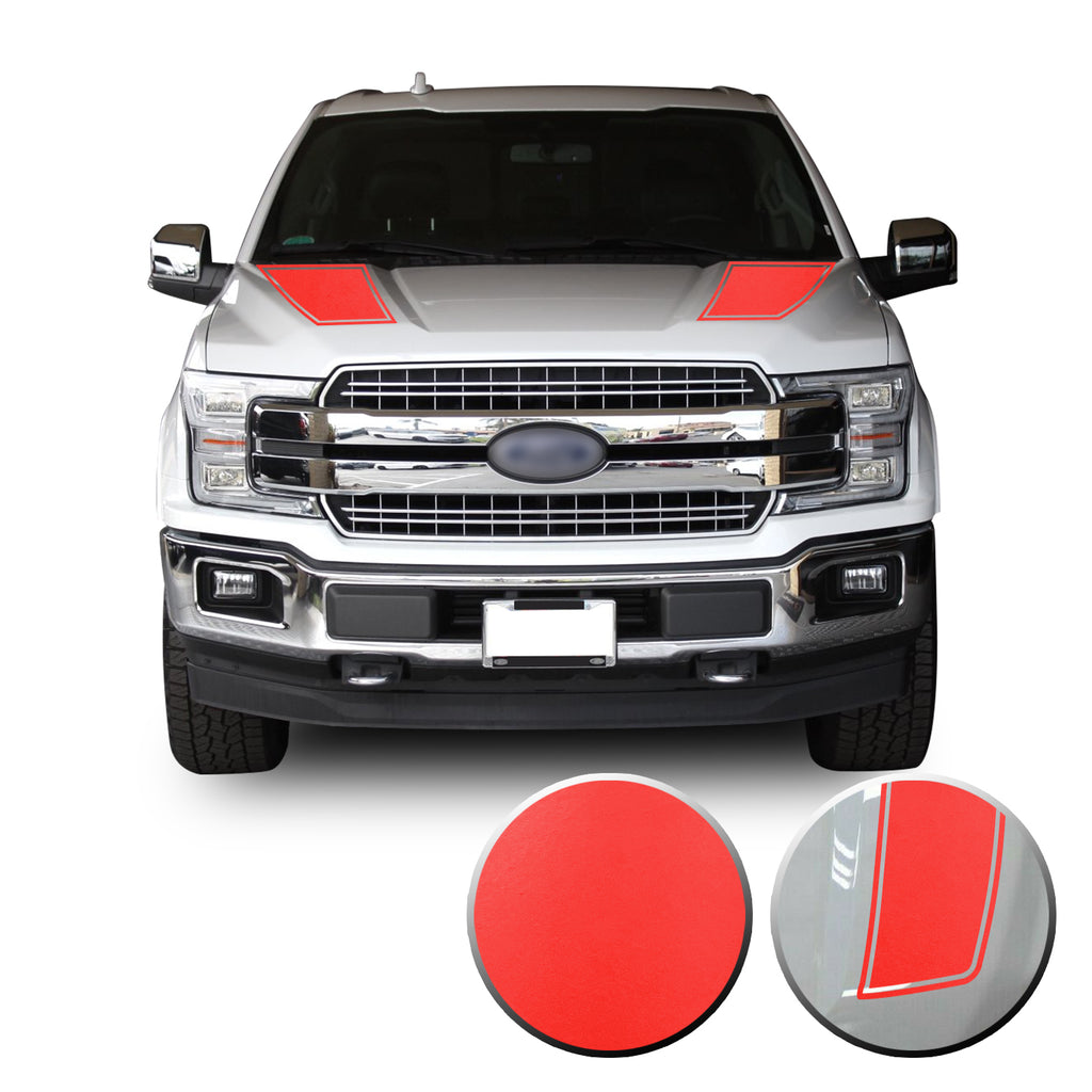 Front Outlined Hood Stripes Vinyl Graphic Decal Overlay Wrap Compatible with and Fits F-150 2015-2020