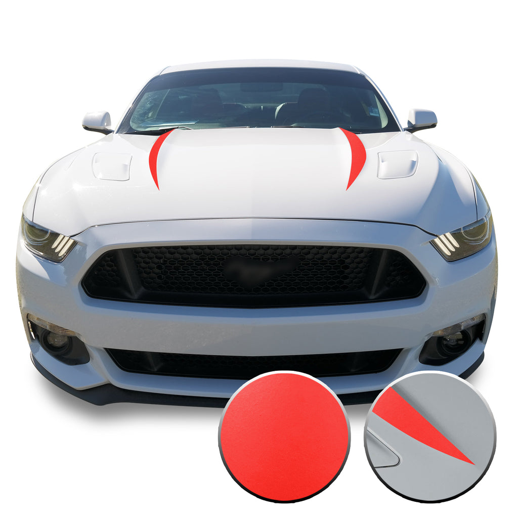 Hood Spears Stripes Vinyl Decal Overlay Wrap Trim Compatible with and Fits Mustang 2015-2017