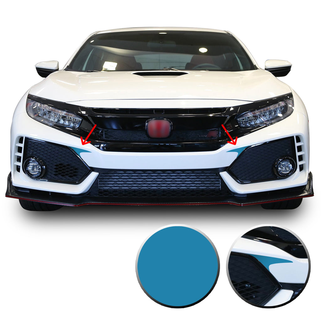 Front Bumper Fangs Accent Vinyl Decal Overlay Wrap Compatible with Honda Civic Sedan Coupe SI Hatchback Type R 2016-2020