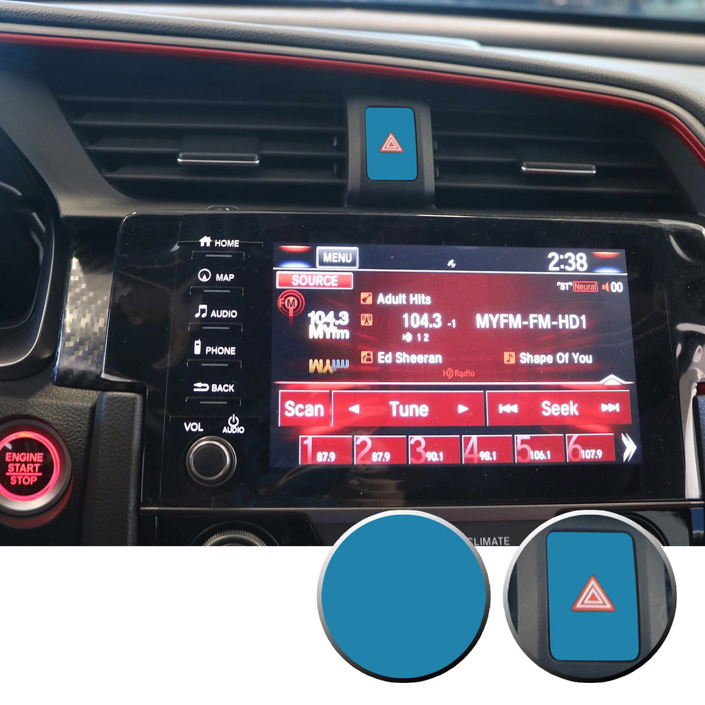 Hazard Warning Lights Button Switch Vinyl Decal Sticker Trim Overlay Compatible with Honda Civic 2016-2020
