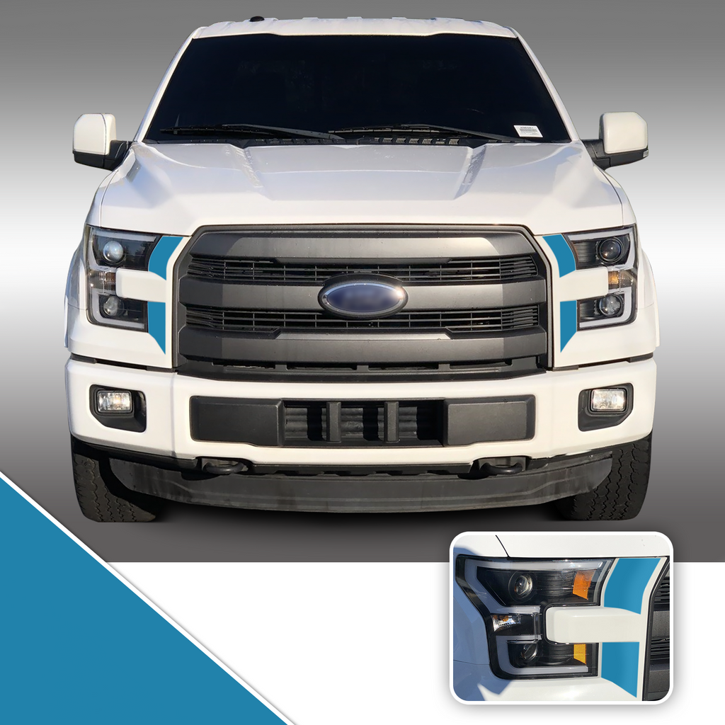 Headlight Front Accents Vinyl Decal Overlay Wrap Trim Compatible with and Fits F-150 2015-2017