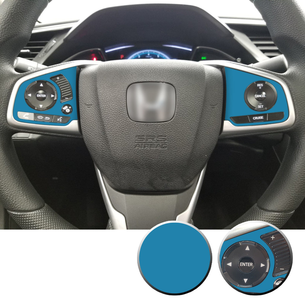 Steering Wheel Side Control Panel Trim Vinyl Decal Overlay Accent Compatible with Honda Civic 2016-2020
