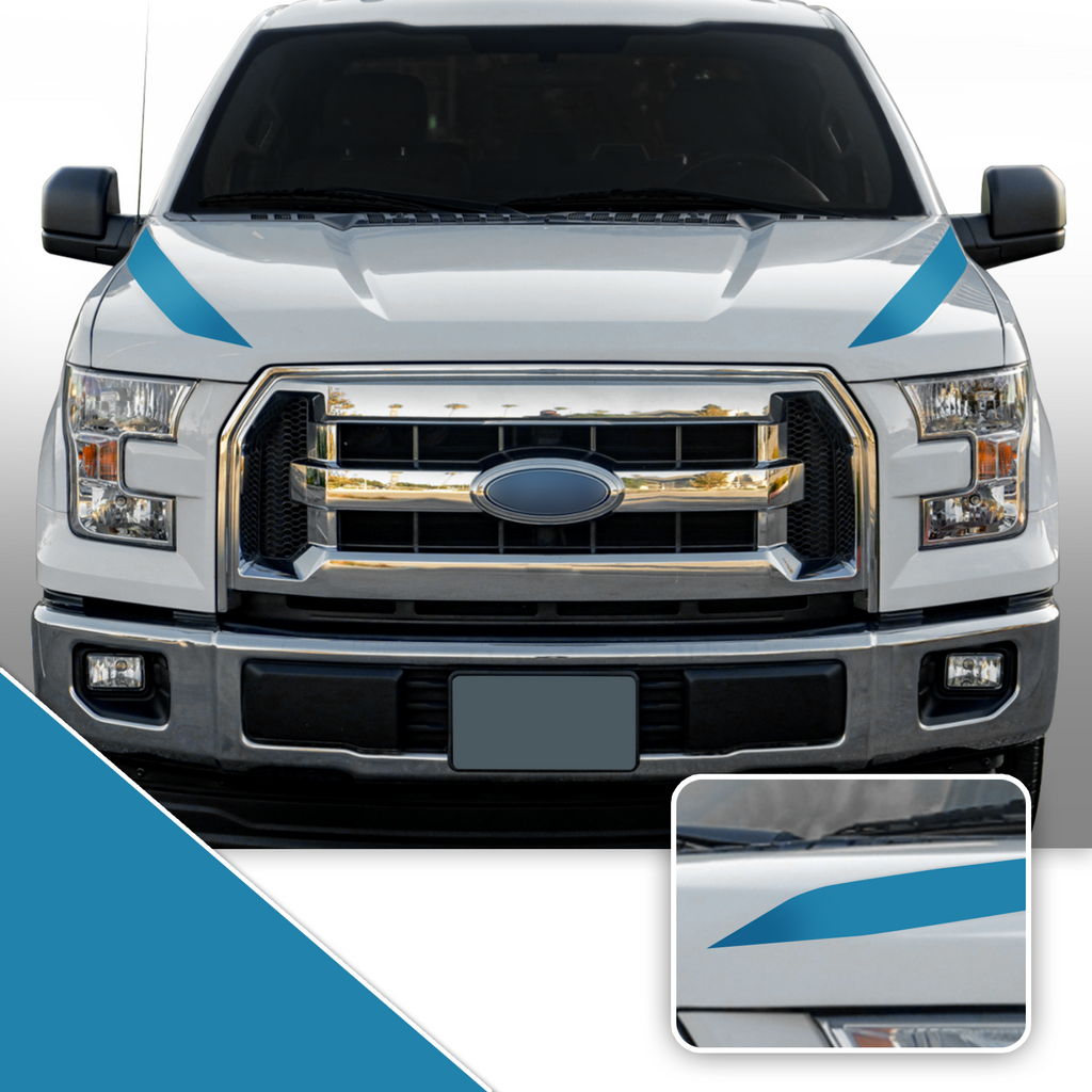 Outer Hood Spears Overlay Decal Trim Compatible with and Fits F150 + Raptor 2015-2020