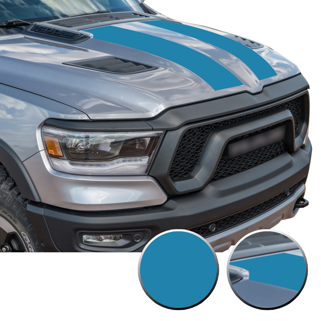 Solid Hood Scoop Decal Accent Overlay Precut Trim Compatible with and Fits Ram 1500 Rebel Crew Cab Quad Cab 2020