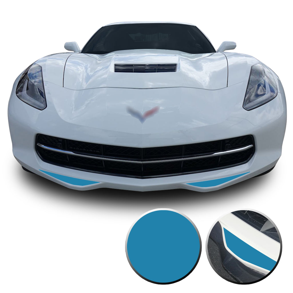 Front Bumper Fangs Accent Vinyl Decal Overlay Wrap Compatible with Corvette C7 2014-2019