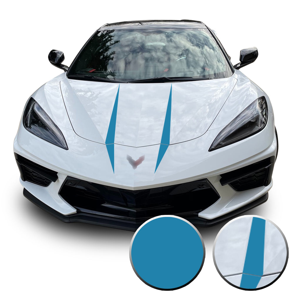 Hood Spears Graphic Overlay Vinyl Decal Compatible with Chevrolet Corvette C8 2020-2021