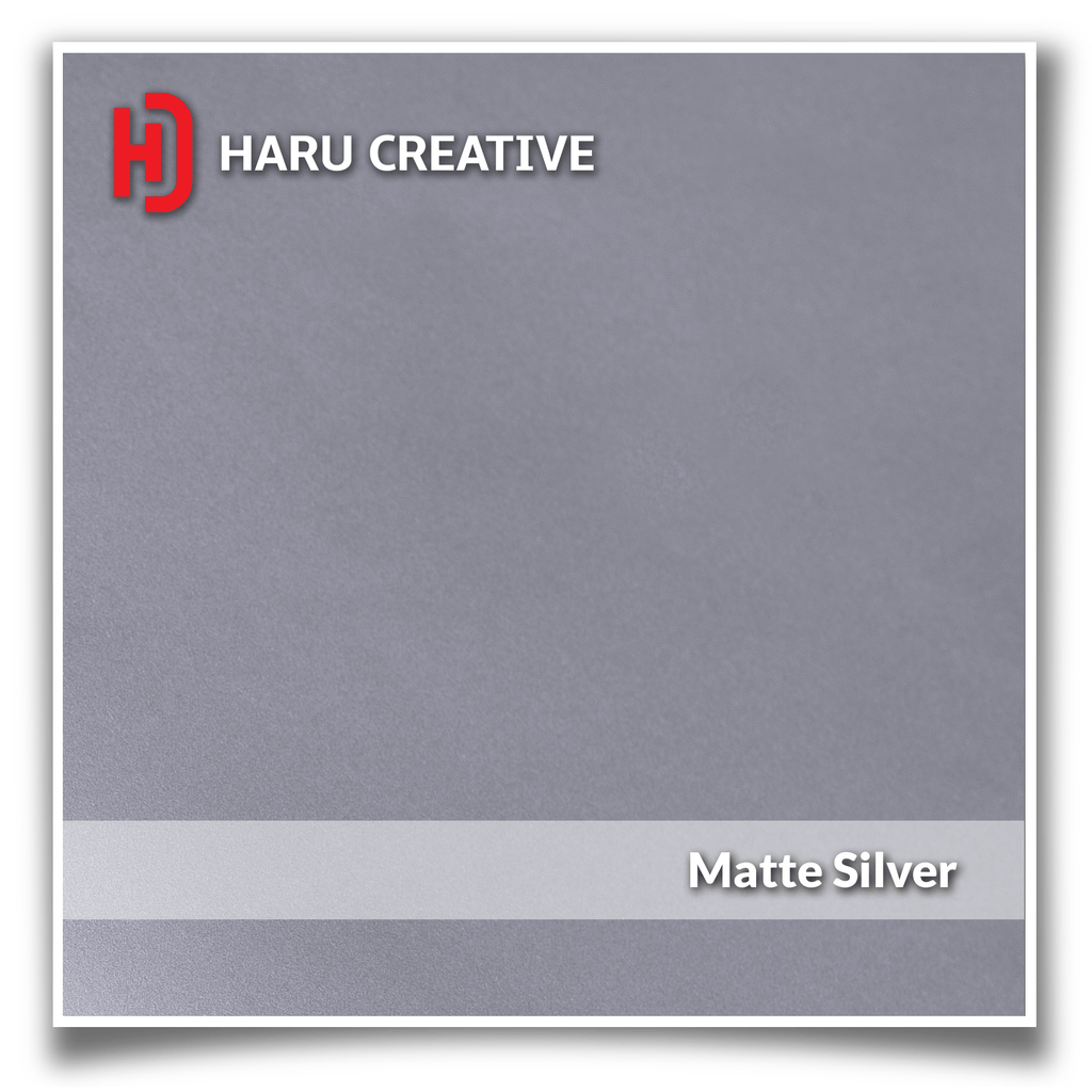 Silver Matte Vinyl Wrap - Adhesive Decal Film Sheet Roll - Haru Creative Matte