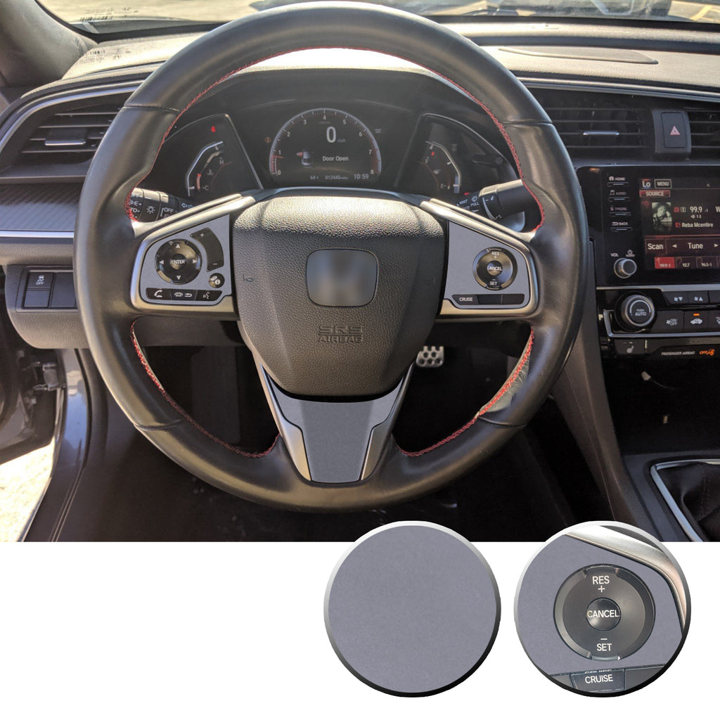 Steering Wheel Control Panel & Bottom Trim Vinyl Decal Overlay Accent Compatible with Honda Civic 2016-2020